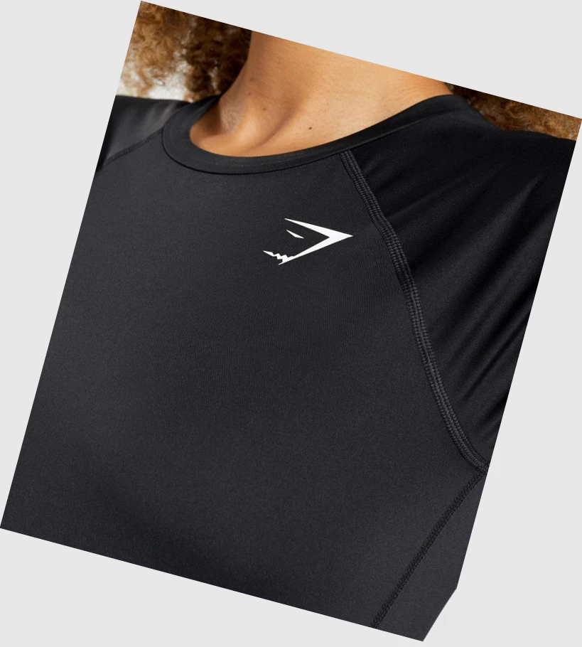 Gymshark Koulutus Baselayer Naisten T Paidat Mustat | WRGQXO948