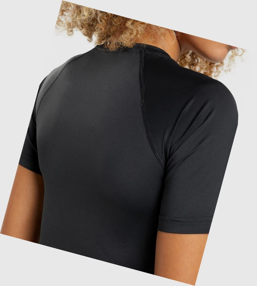 Gymshark Koulutus Baselayer Naisten T Paidat Mustat | WRGQXO948