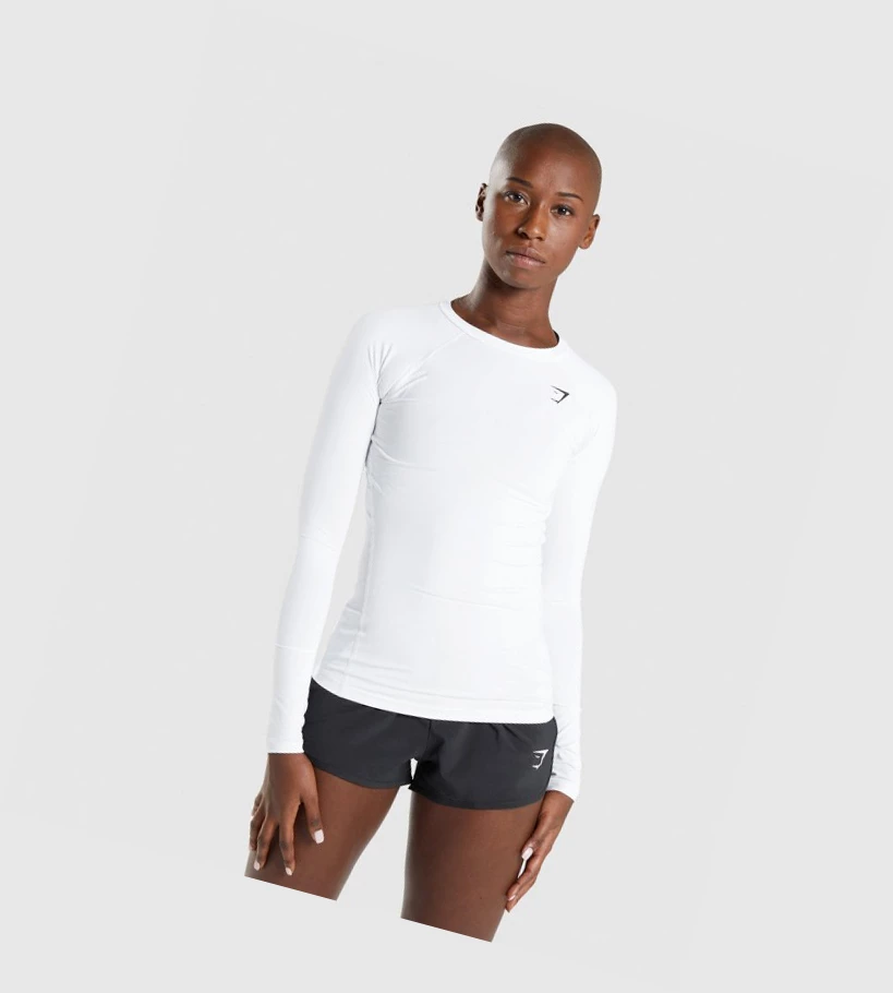 Gymshark Koulutus Baselayer Top Naisten T Paidat Valkoinen | JIMCLS013