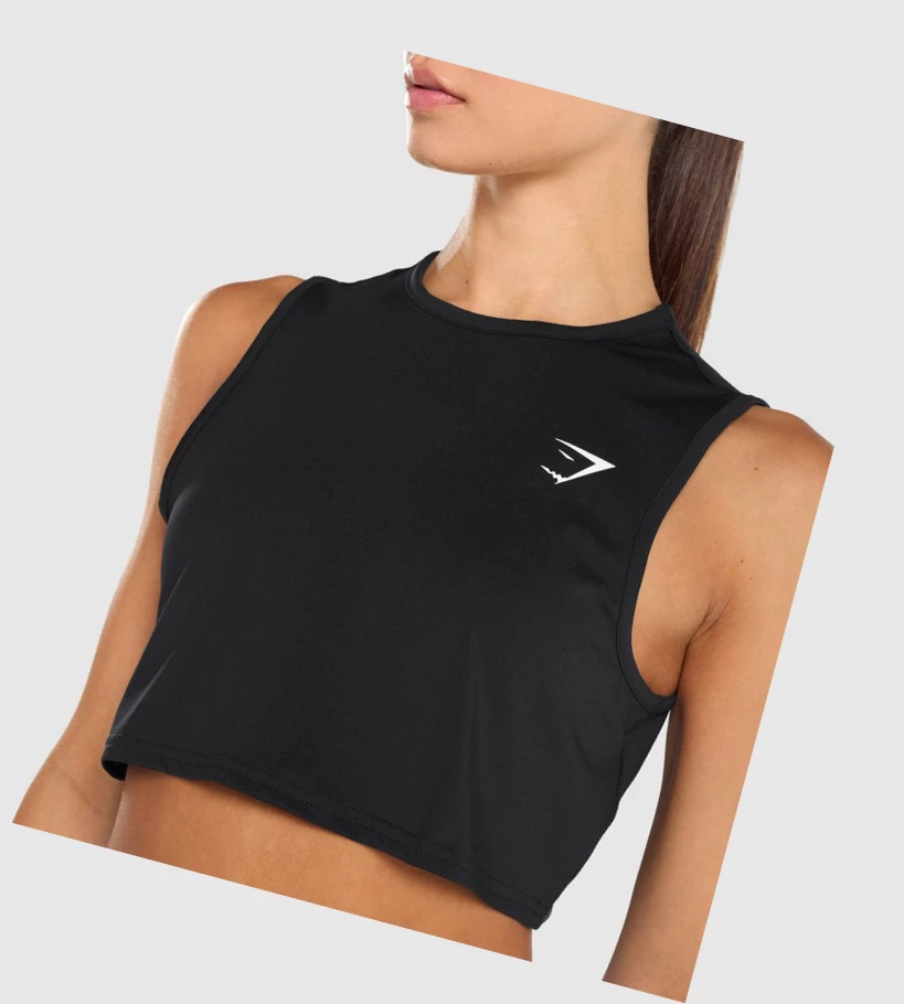 Gymshark Koulutus Crop Naisten Hihaton Paita Mustat | ELUJMD683