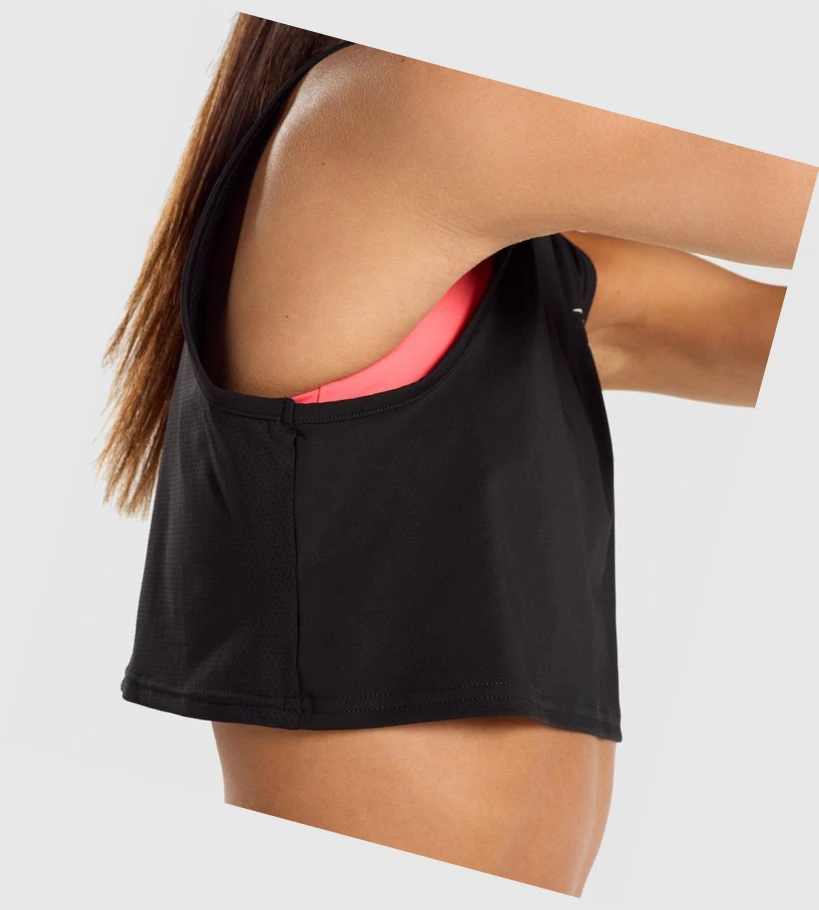 Gymshark Koulutus Crop Naisten Hihaton Paita Mustat | ELUJMD683