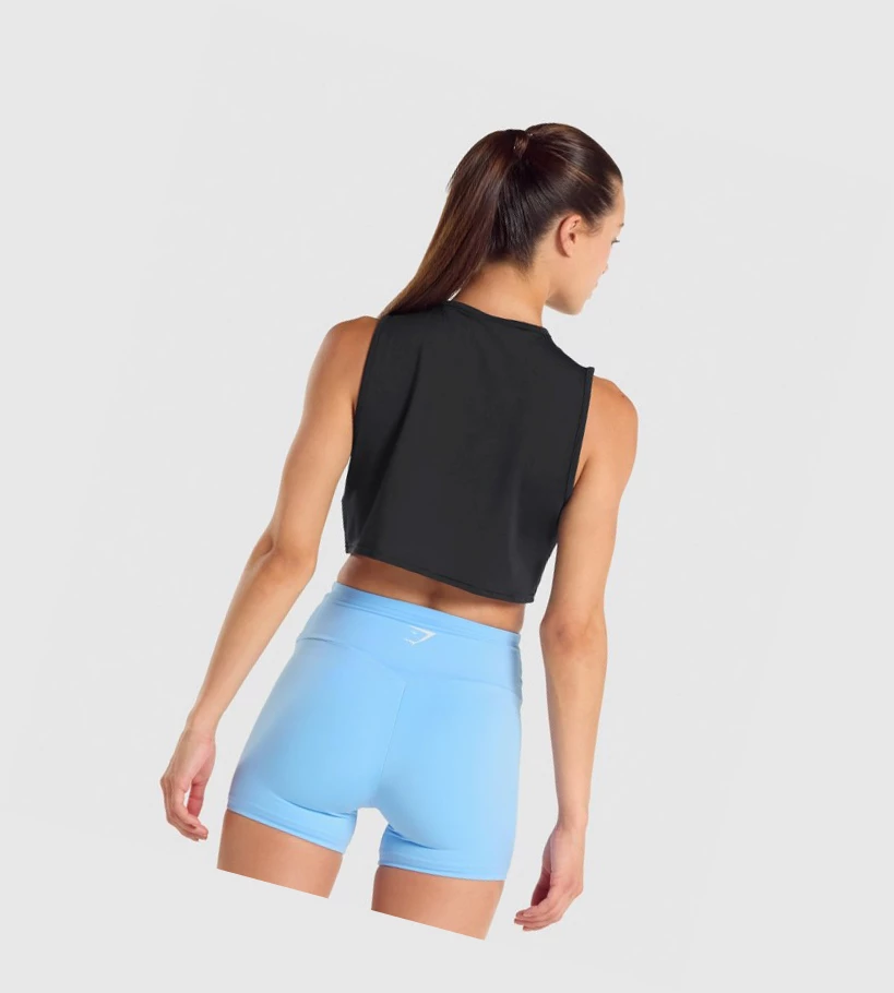 Gymshark Koulutus Crop Naisten Hihaton Paita Mustat | ELUJMD683