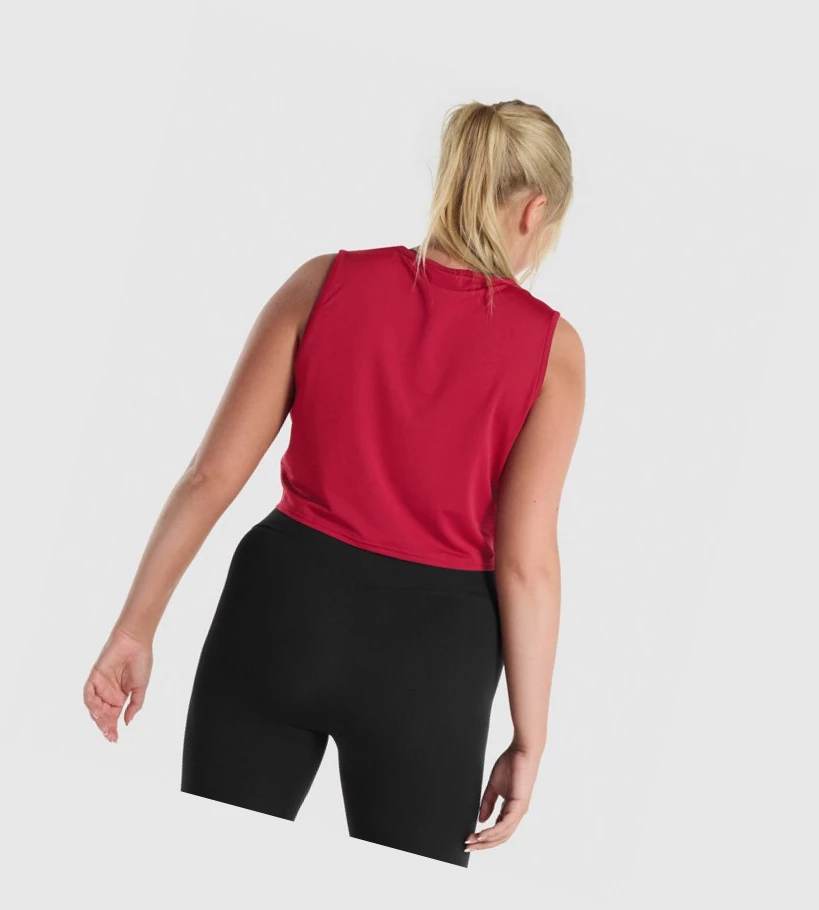 Gymshark Koulutus Crop Naisten Hihaton Paita Viininpunainen | MBGIKX928