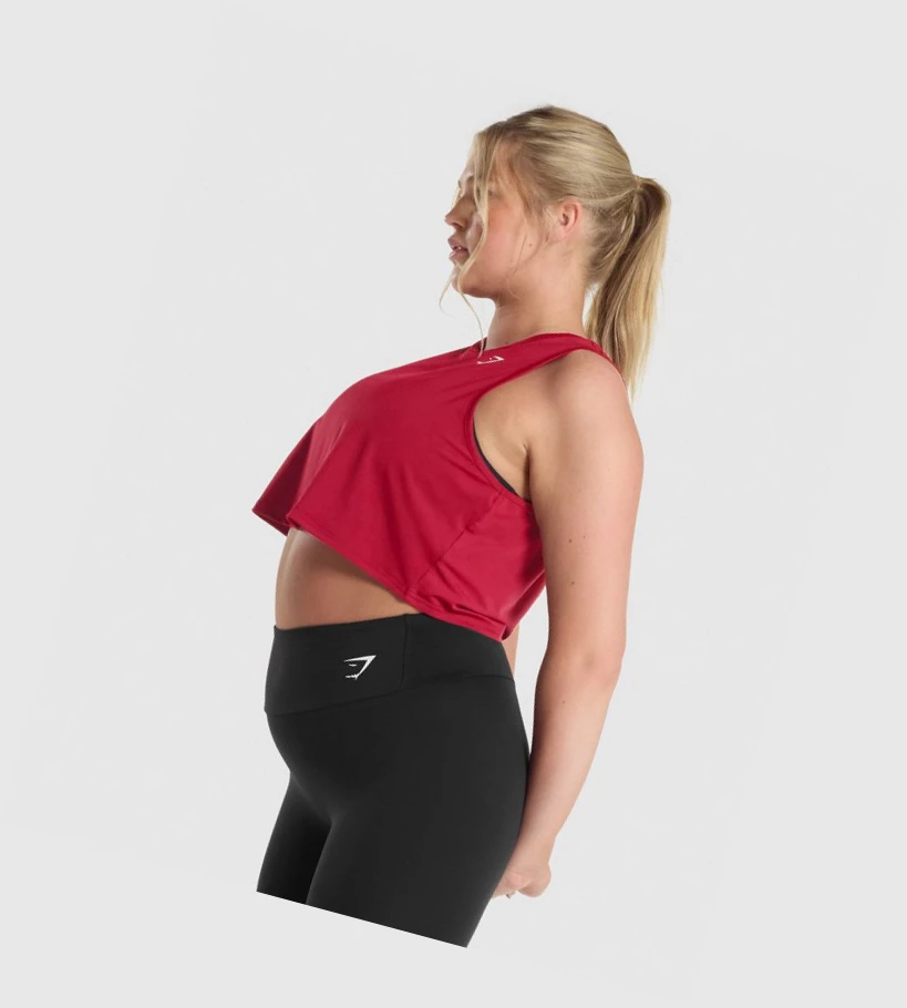 Gymshark Koulutus Crop Naisten Hihaton Paita Viininpunainen | MBGIKX928
