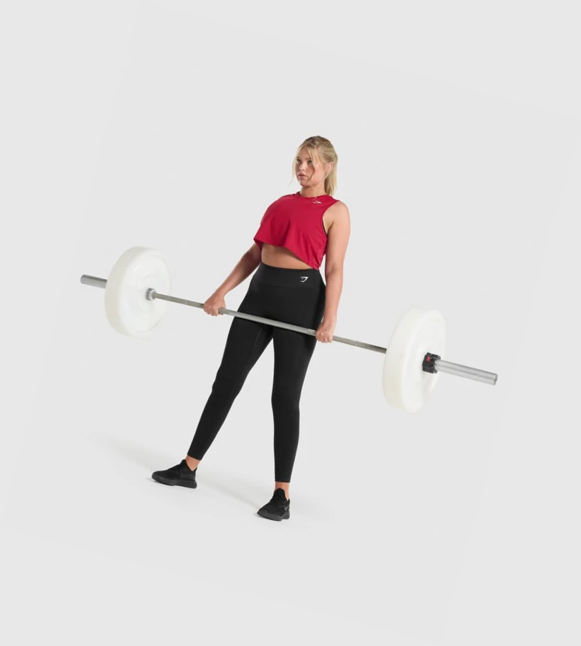Gymshark Koulutus Crop Naisten Hihaton Paita Viininpunainen | MBGIKX928