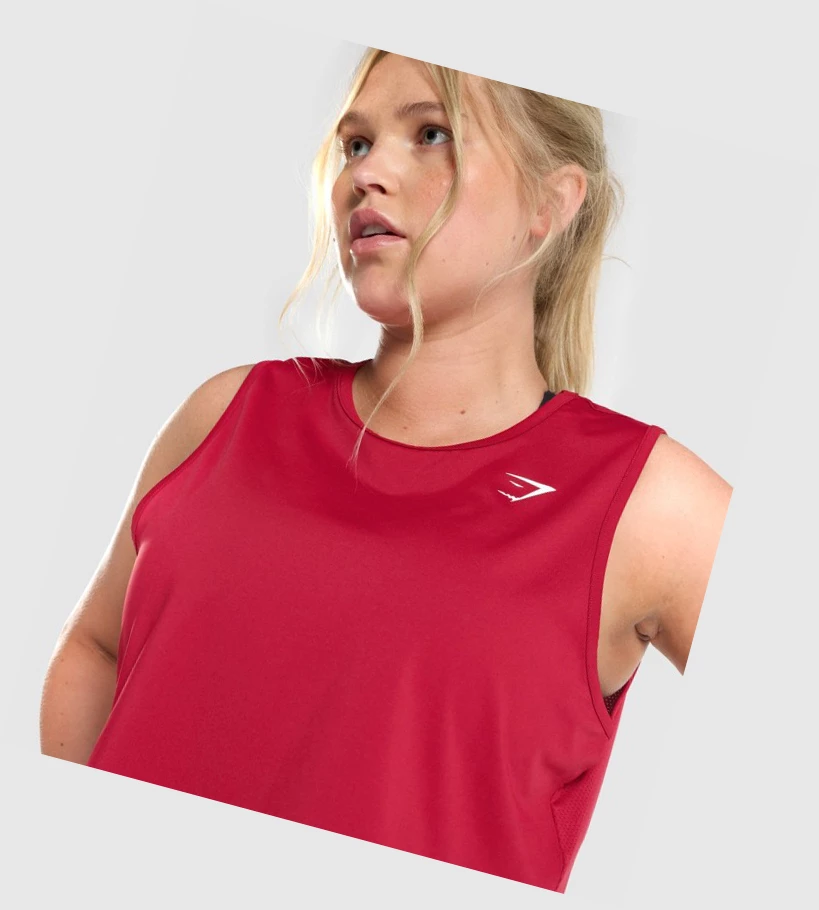 Gymshark Koulutus Crop Naisten Hihaton Paita Viininpunainen | MBGIKX928