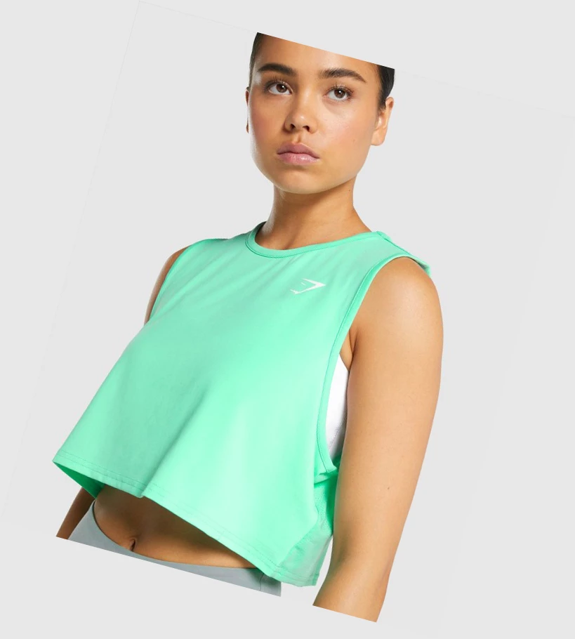 Gymshark Koulutus Crop Naisten Hihaton Paita Turkoosi | TBNWDU895
