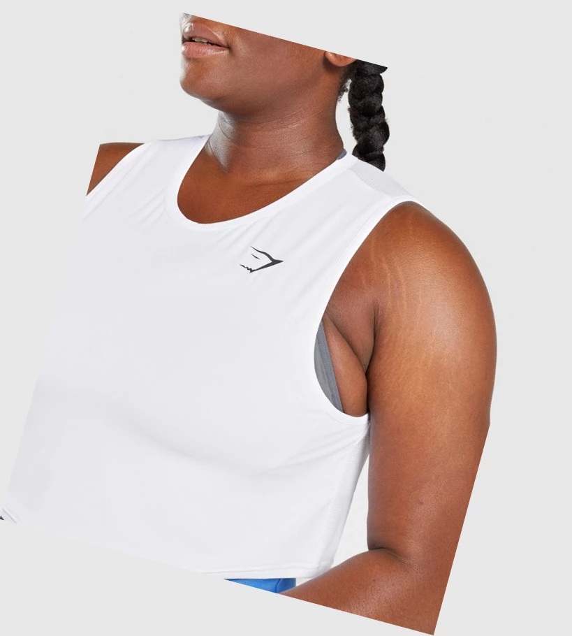 Gymshark Koulutus Crop Naisten Hihaton Paita Valkoinen | ZOIPUR041