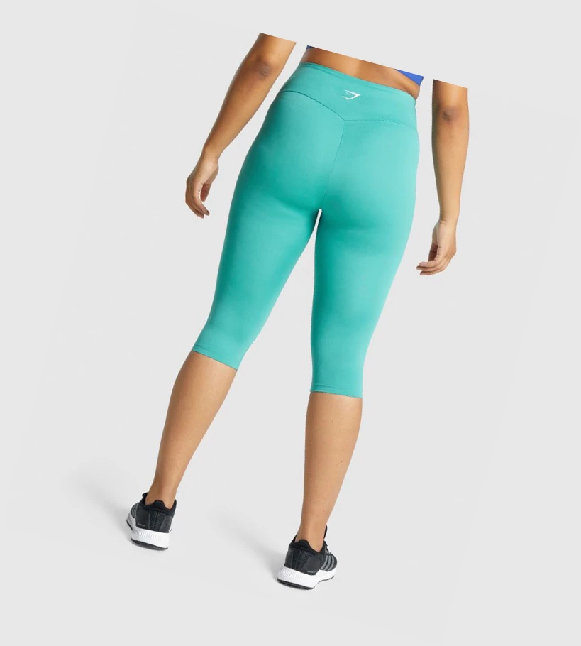 Gymshark Koulutus Cropped High Waisted Naisten Leggingsit Turkoosi | RGPCKJ580