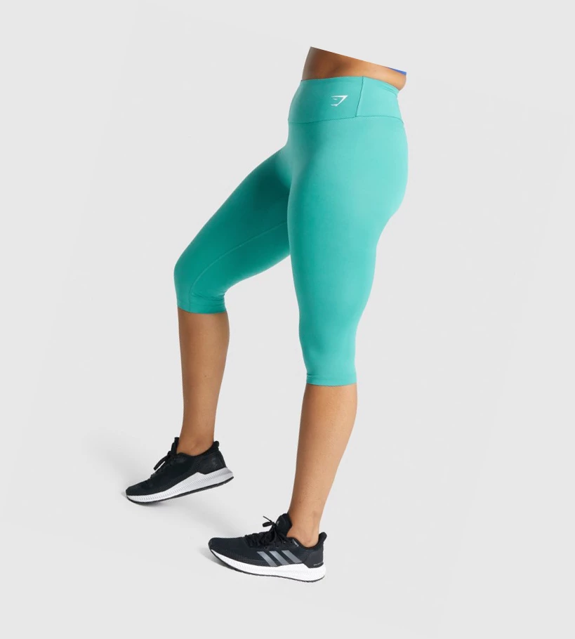 Gymshark Koulutus Cropped High Waisted Naisten Leggingsit Turkoosi | RGPCKJ580