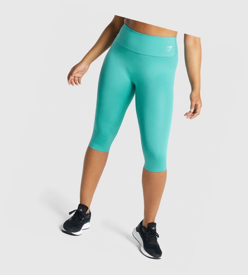 Gymshark Koulutus Cropped High Waisted Naisten Leggingsit Turkoosi | RGPCKJ580