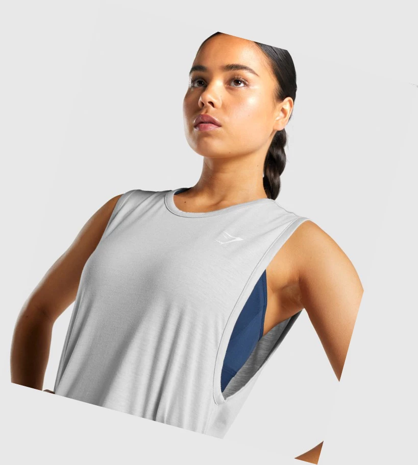 Gymshark Koulutus Drop Arm Naisten Hihaton Paita Vaaleanharmaat | AFEZJK421