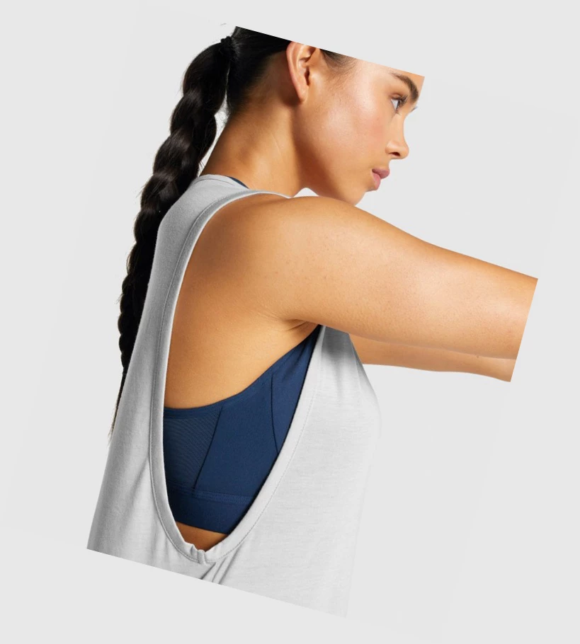 Gymshark Koulutus Drop Arm Naisten Hihaton Paita Vaaleanharmaat | AFEZJK421