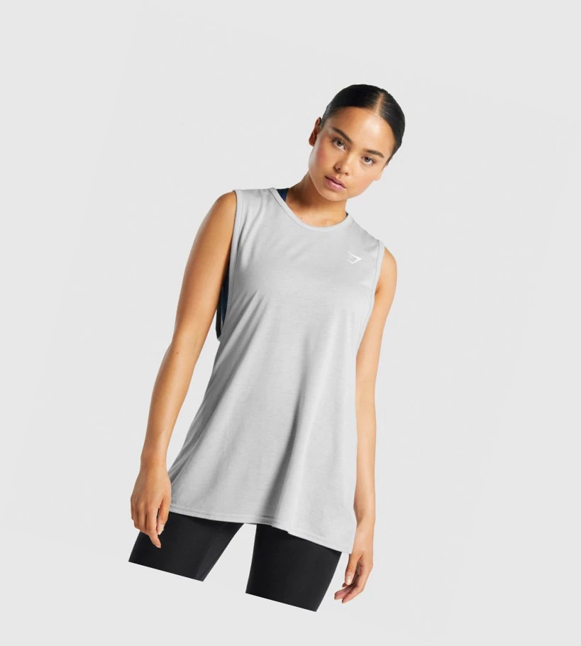 Gymshark Koulutus Drop Arm Naisten Hihaton Paita Vaaleanharmaat | AFEZJK421