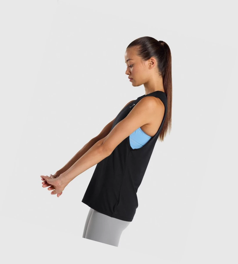Gymshark Koulutus Drop Arm Naisten Hihaton Paita Mustat | PBISER729