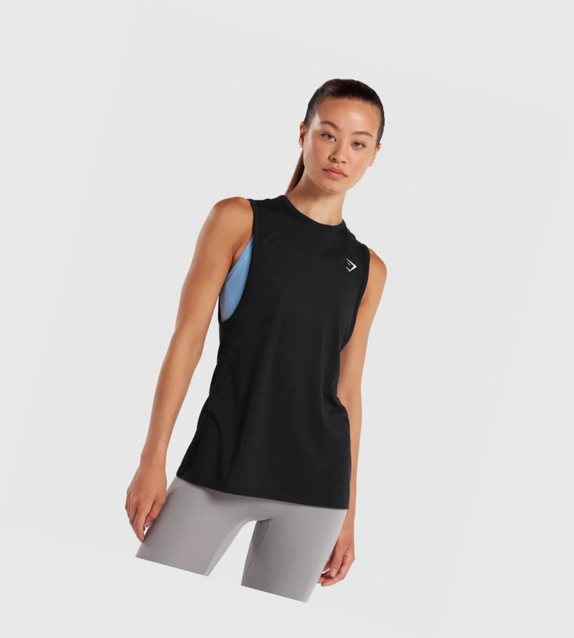 Gymshark Koulutus Drop Arm Naisten Hihaton Paita Mustat | PBISER729