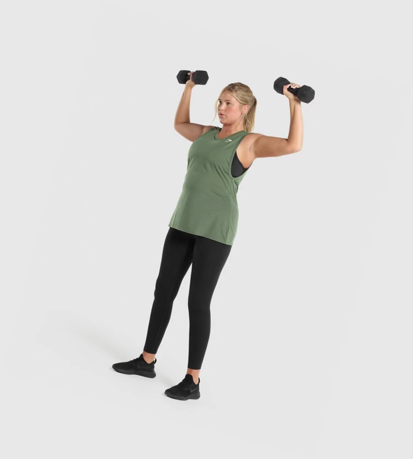Gymshark Koulutus Drop Arm Naisten Hihaton Paita Vihreä | UHZNGR048