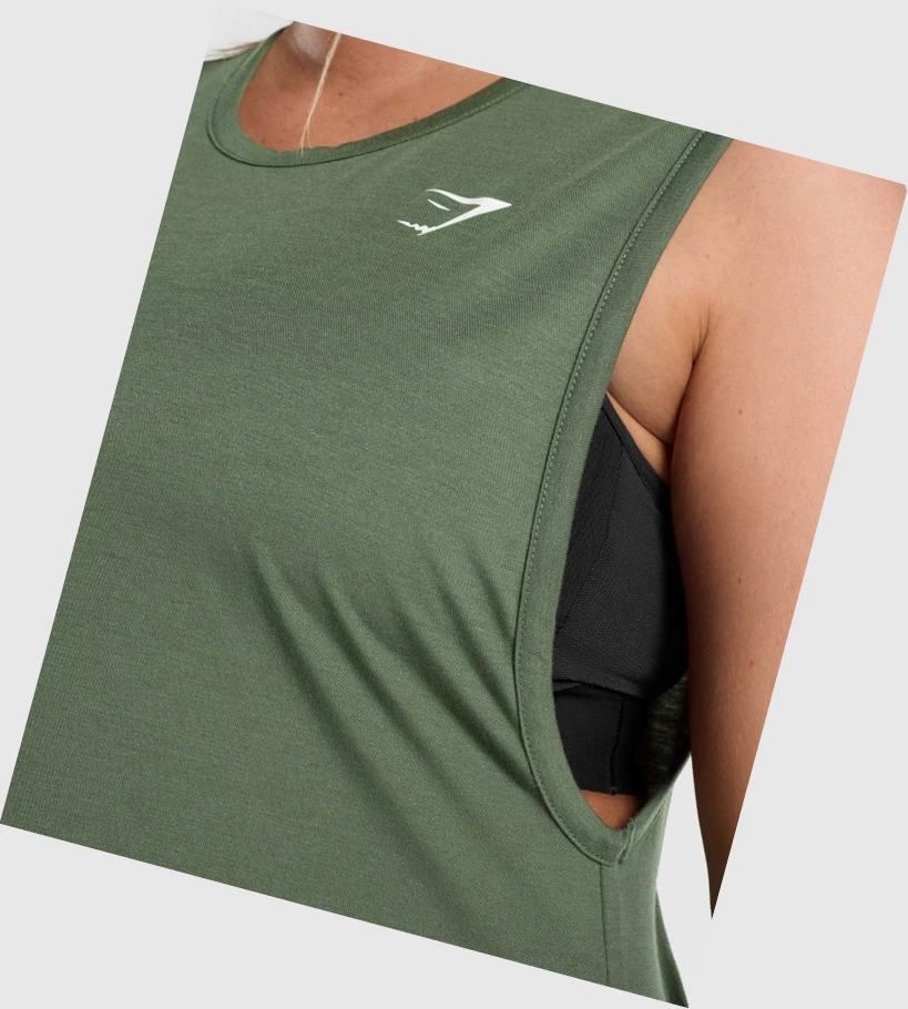 Gymshark Koulutus Drop Arm Naisten Hihaton Paita Vihreä | UHZNGR048