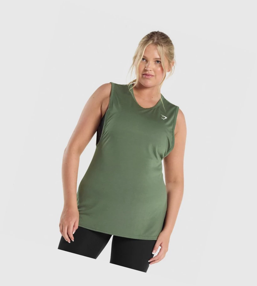 Gymshark Koulutus Drop Arm Naisten Hihaton Paita Vihreä | UHZNGR048