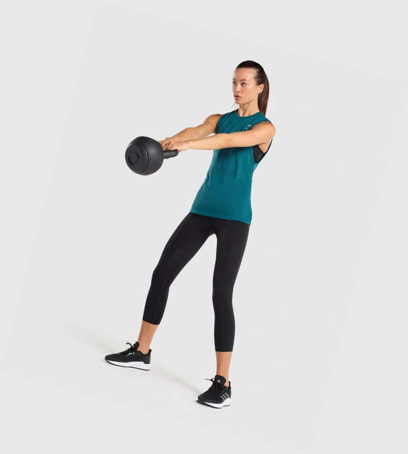 Gymshark Koulutus Drop Arm Naisten Hihaton Paita Turkoosi | VFTGDJ941