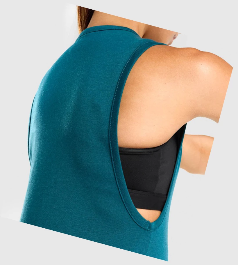 Gymshark Koulutus Drop Arm Naisten Hihaton Paita Turkoosi | VFTGDJ941