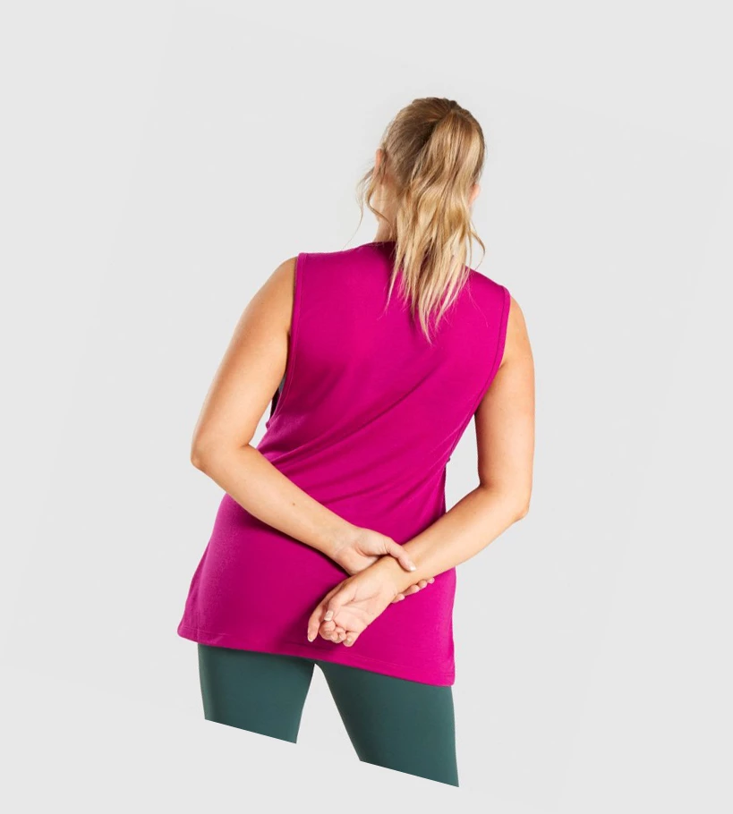Gymshark Koulutus Drop Arm Naisten Hihaton Paita Pinkki | VTJPMN853