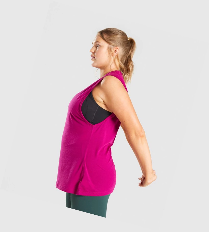 Gymshark Koulutus Drop Arm Naisten Hihaton Paita Pinkki | VTJPMN853