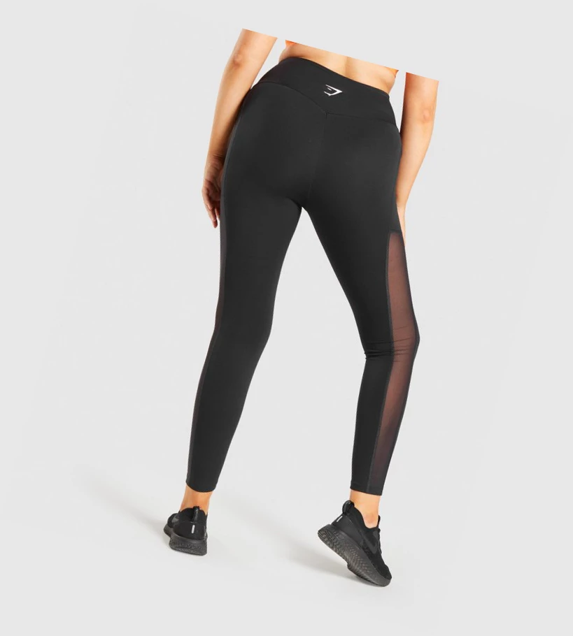 Gymshark Koulutus Mesh Pocket High Waisted Naisten Leggingsit Mustat | AISFJP703