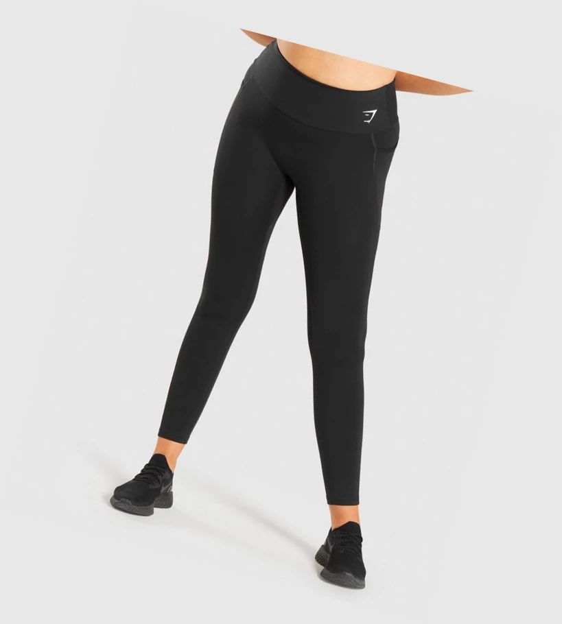 Gymshark Koulutus Mesh Pocket High Waisted Naisten Leggingsit Mustat | AISFJP703