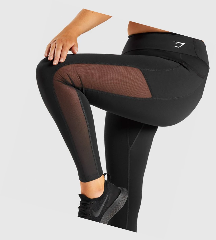 Gymshark Koulutus Mesh Pocket High Waisted Naisten Leggingsit Mustat | AISFJP703