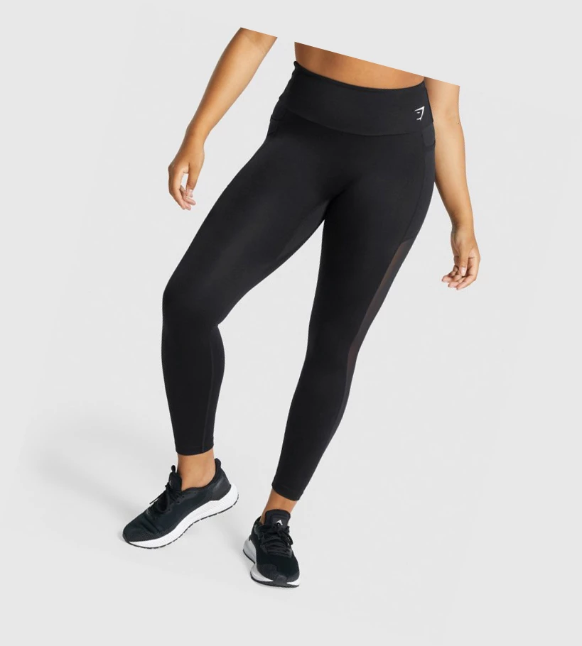 Gymshark Koulutus Mesh Pocket High Waisted Naisten Leggingsit Mustat | BFAPJM834