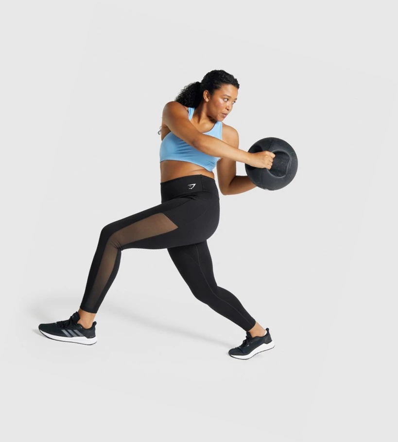 Gymshark Koulutus Mesh Pocket High Waisted Naisten Leggingsit Mustat | BFAPJM834