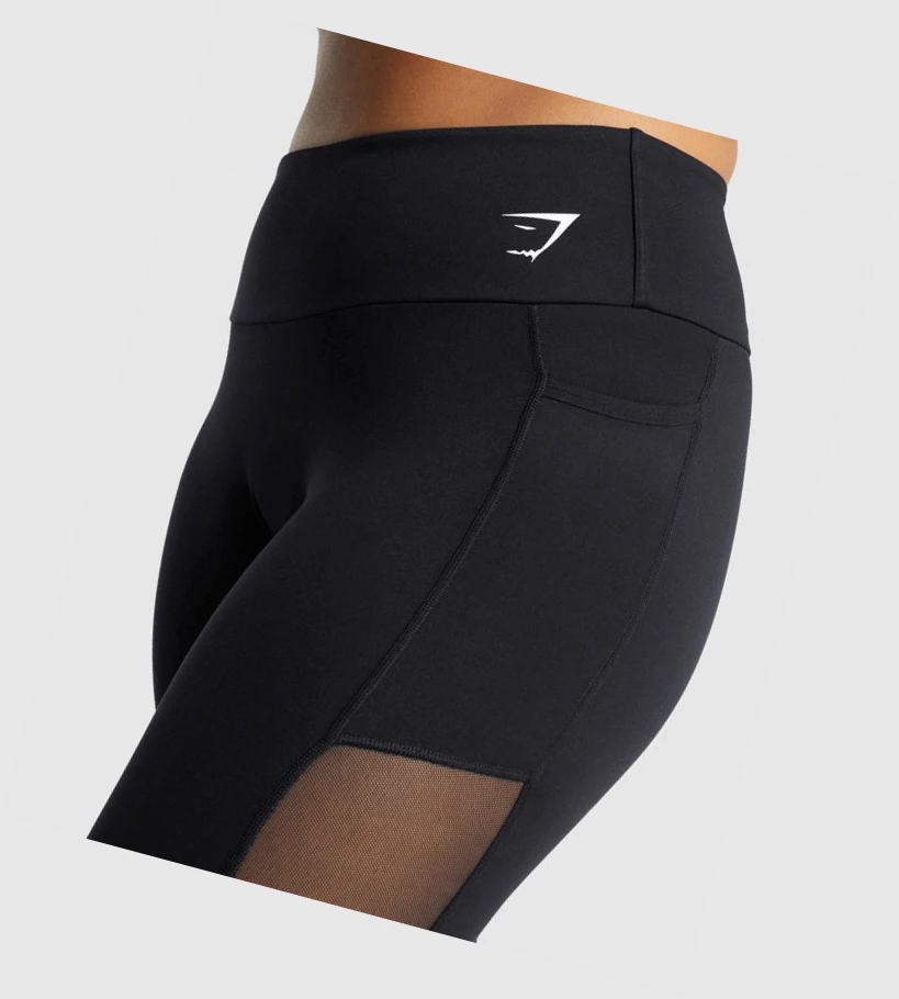 Gymshark Koulutus Mesh Pocket High Waisted Naisten Leggingsit Mustat | BFAPJM834