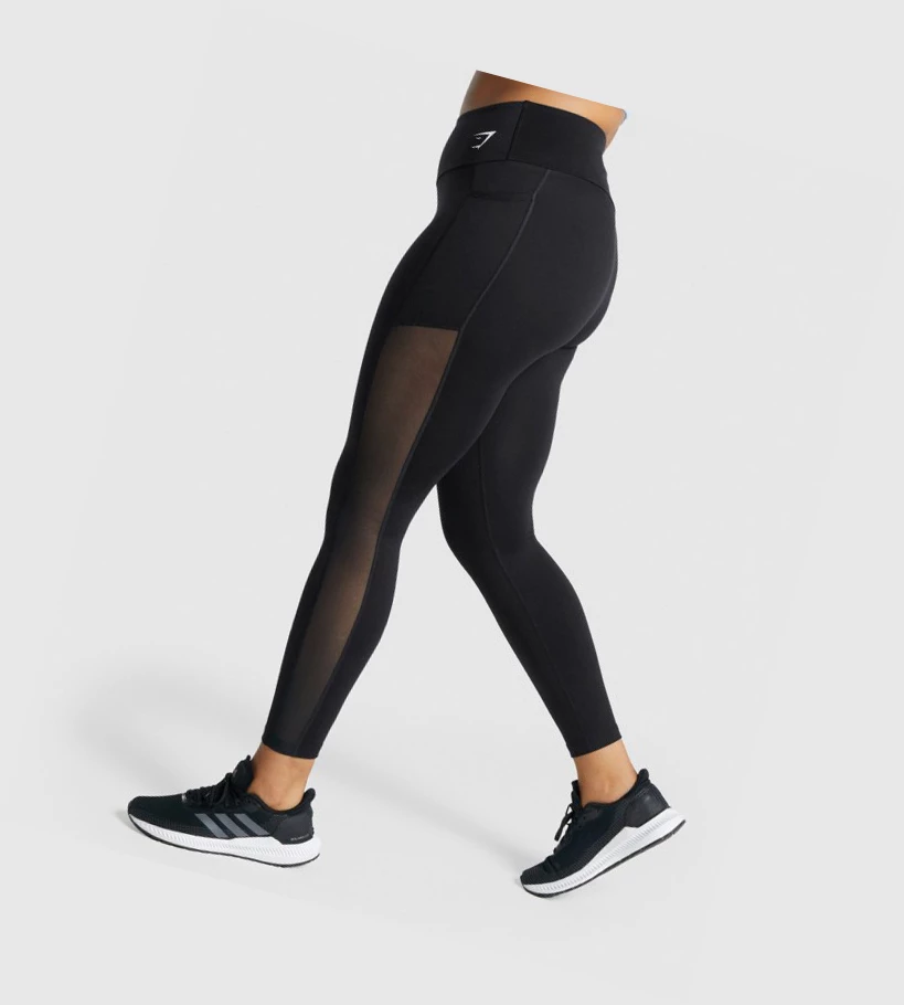 Gymshark Koulutus Mesh Pocket High Waisted Naisten Leggingsit Mustat | BFAPJM834