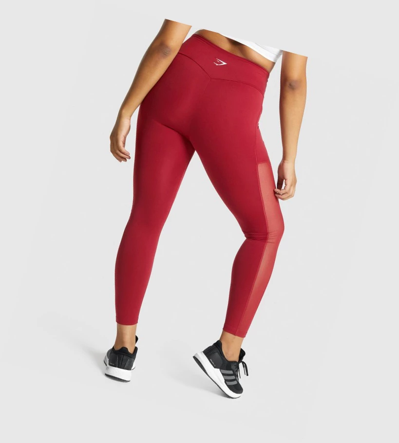 Gymshark Koulutus Mesh Pocket High Waisted Naisten Leggingsit Viininpunainen | IFBJNA068