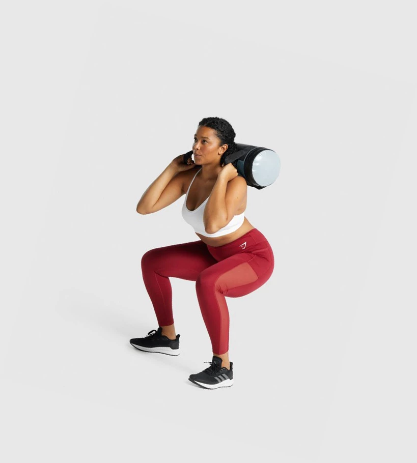 Gymshark Koulutus Mesh Pocket High Waisted Naisten Leggingsit Viininpunainen | IFBJNA068