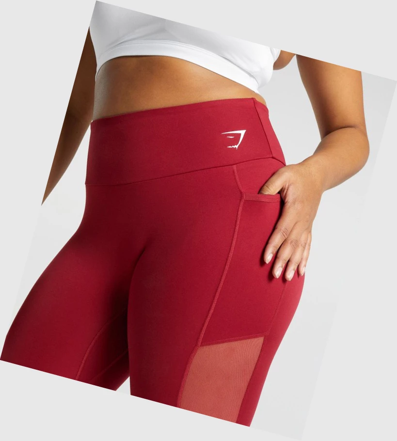 Gymshark Koulutus Mesh Pocket High Waisted Naisten Leggingsit Viininpunainen | IFBJNA068