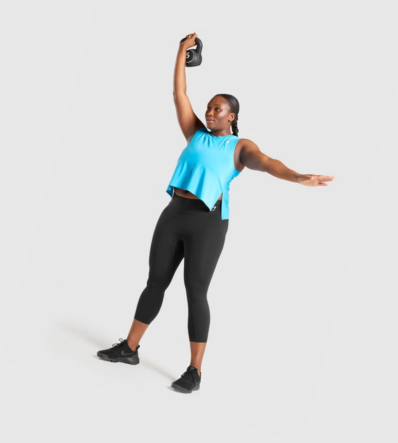 Gymshark Koulutus Midi Naisten Hihaton Paita Sininen | FVZGOW237