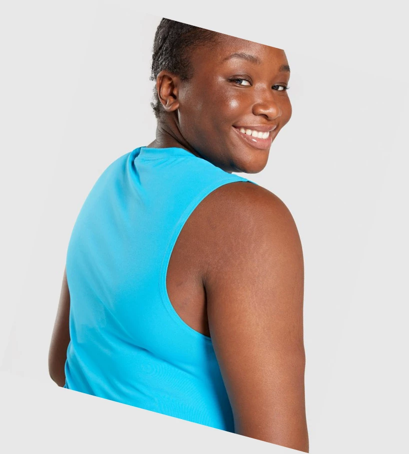 Gymshark Koulutus Midi Naisten Hihaton Paita Sininen | FVZGOW237