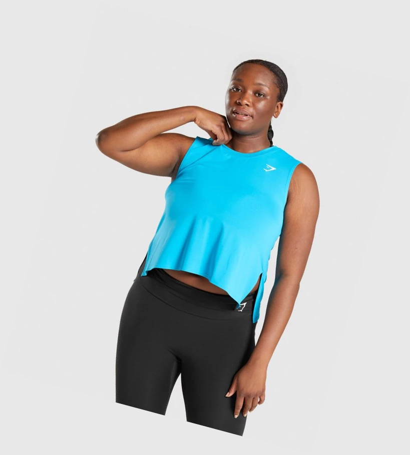 Gymshark Koulutus Midi Naisten Hihaton Paita Sininen | FVZGOW237