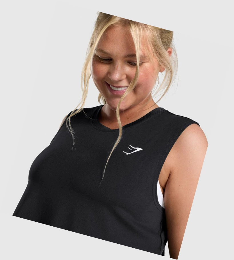 Gymshark Koulutus Midi Naisten Hihaton Paita Mustat | ZWCFDG682