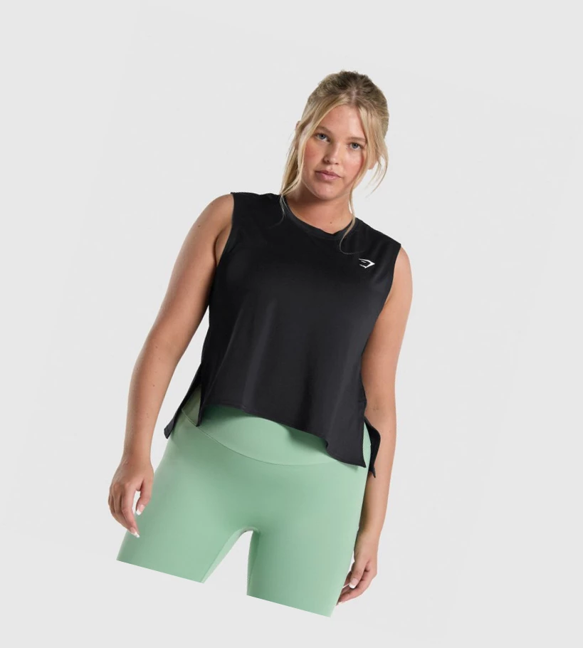 Gymshark Koulutus Midi Naisten Hihaton Paita Mustat | ZWCFDG682