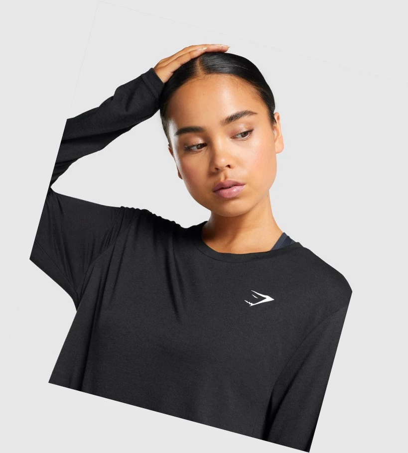 Gymshark Koulutus Oversized Naisten T Paidat Mustat | CHAUFW740