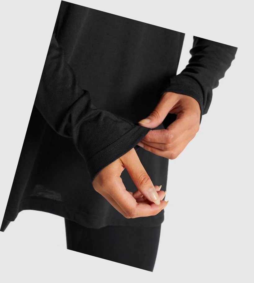 Gymshark Koulutus Oversized Naisten T Paidat Mustat | CHAUFW740