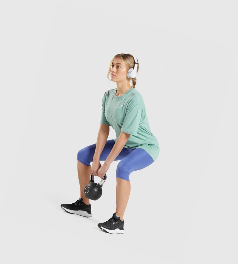 Gymshark Koulutus Oversized Naisten T Paidat Sininen | FSDKZW480