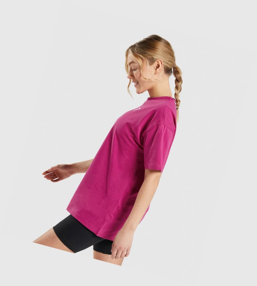 Gymshark Koulutus Oversized Naisten T Paidat Pinkki | MURCHI807