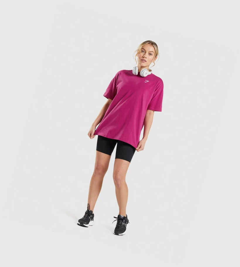 Gymshark Koulutus Oversized Naisten T Paidat Pinkki | MURCHI807
