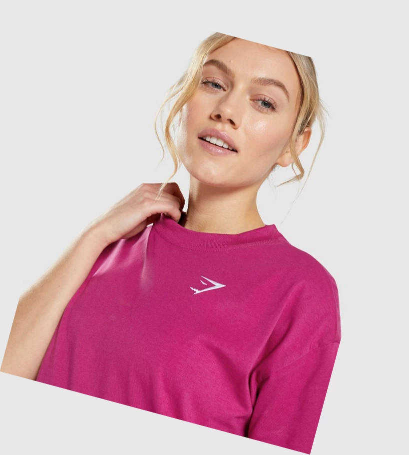 Gymshark Koulutus Oversized Naisten T Paidat Pinkki | MURCHI807