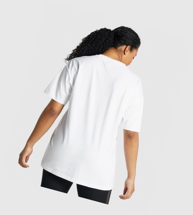 Gymshark Koulutus Oversized Naisten T Paidat Valkoinen | TFLGVD605