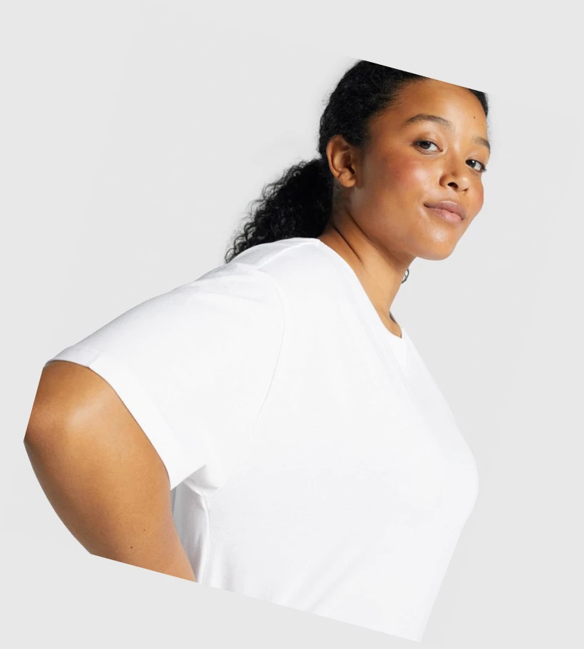 Gymshark Koulutus Oversized Naisten T Paidat Valkoinen | TFLGVD605